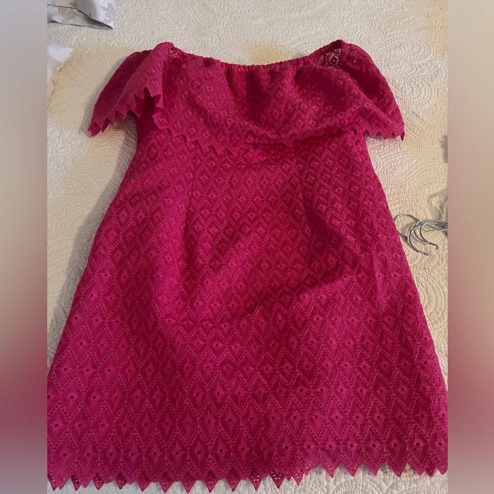 Off the shoulders hot pink dress